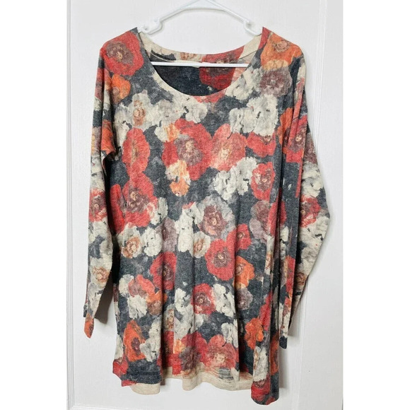Soft Surroundings Womens Sz M Knit Sweater Floral Long Sleeve Stretch USA Made - Picture 1 of 7